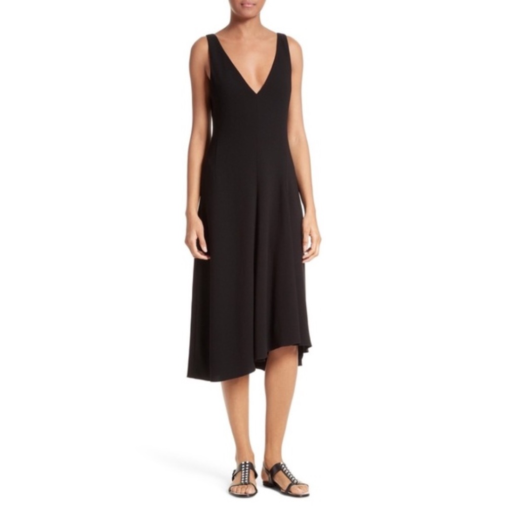 Theory Tadayon B Elevate Crepe Black Midi Dress